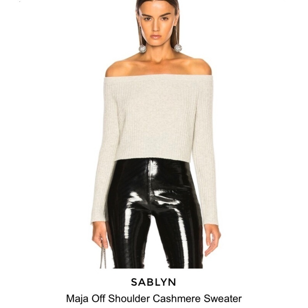 Sablyn Maja Off The Shoulder Cashmere Sweater Blizzard Gray